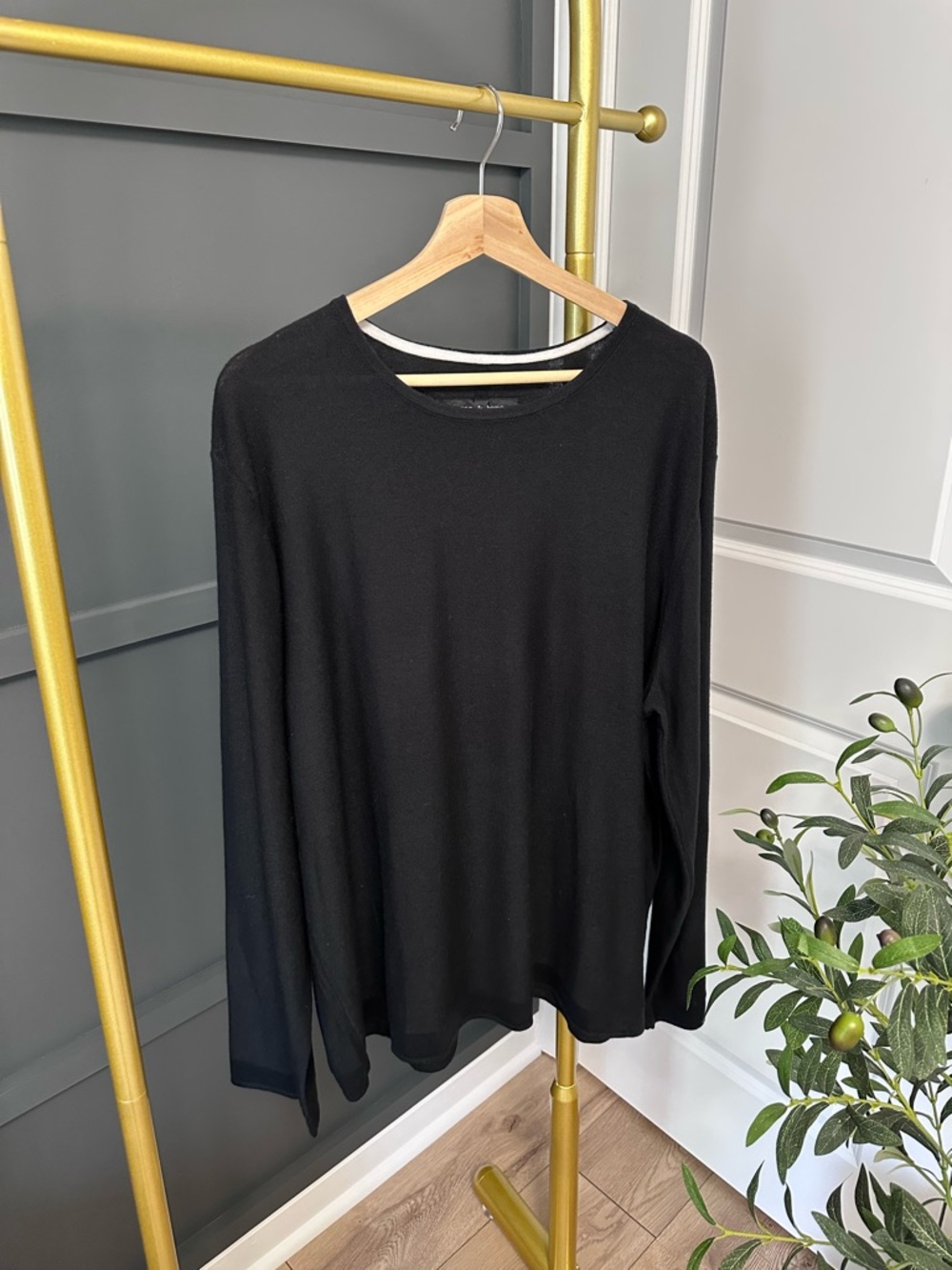 rag & bone women’s Black Wool Blend Knit sweater Size XL